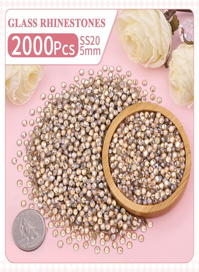 TINKRSTUFF 2000PCS SS20/5mm Crystal Rhinestones (Golden Shadow/Champagne), Bedazzling Flatback Glass Rhinestones for Crafting, Gems Diomand for Tumbler Shoes Clothing Nail Art - Image 2